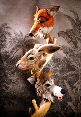 Fuchs, Hase und Wolf im Atelier